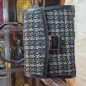 #122 - NWT Kate Spade New York Katy Tweed Medium Top-Handle Black